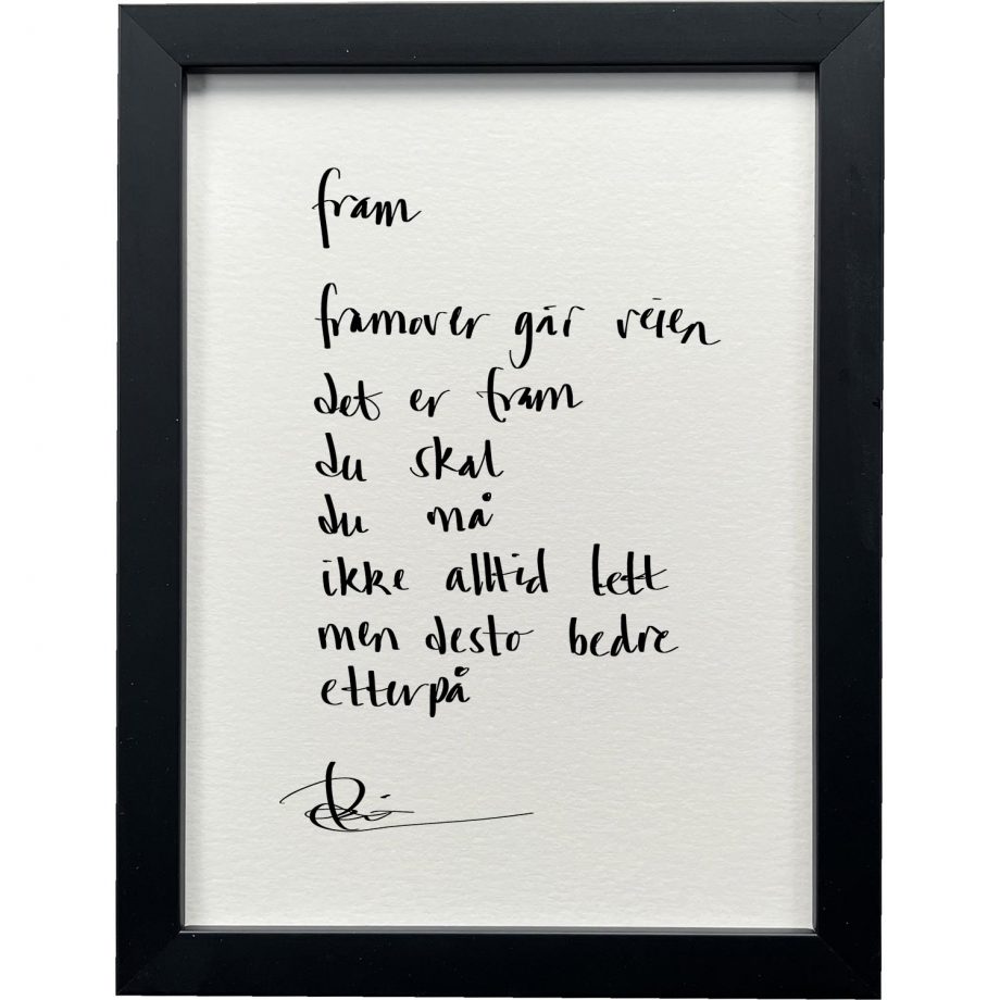 Sort ramme 20 x 26 cm "fram", dikt
