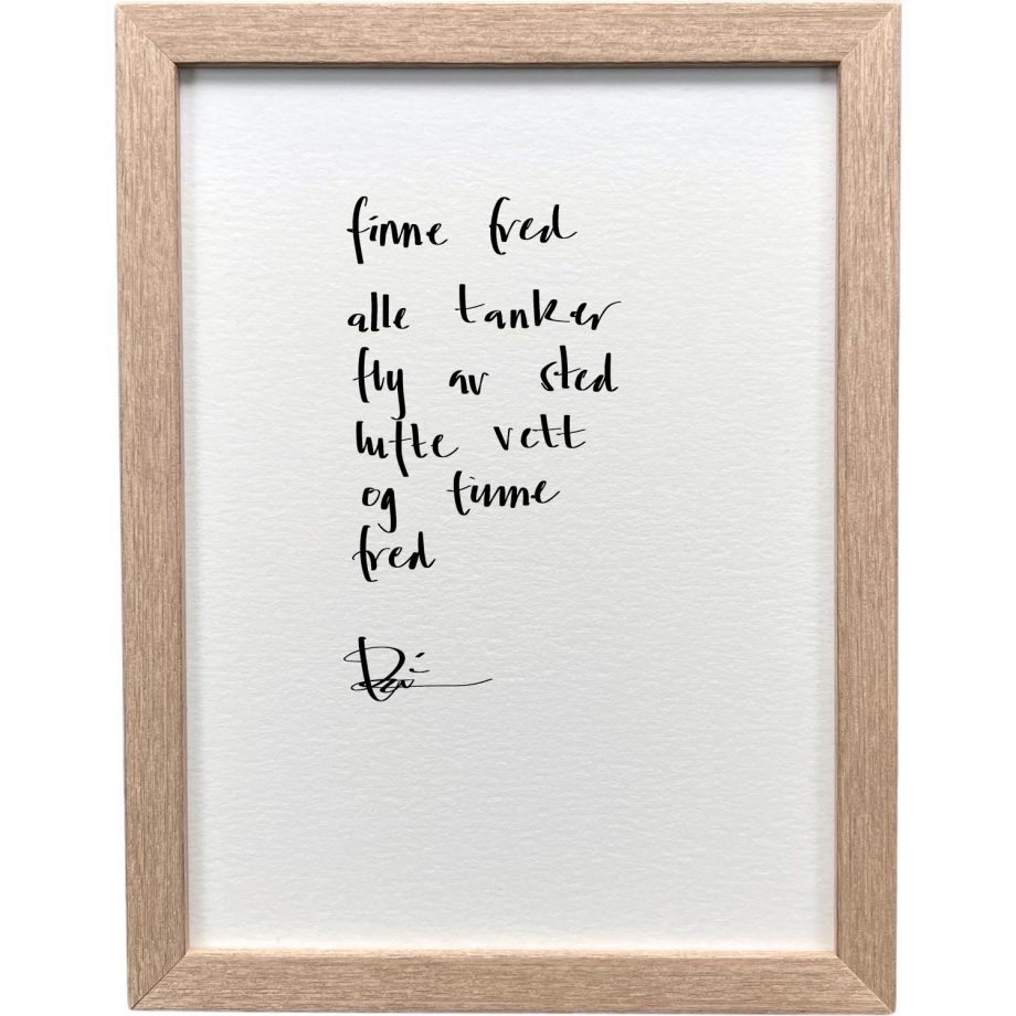 Eikeramme 20 x 26 cm "finne fred", dikt
