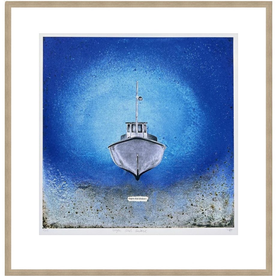 Eikeramme 64 x 66 cm "ingen skal drukne", trykk
