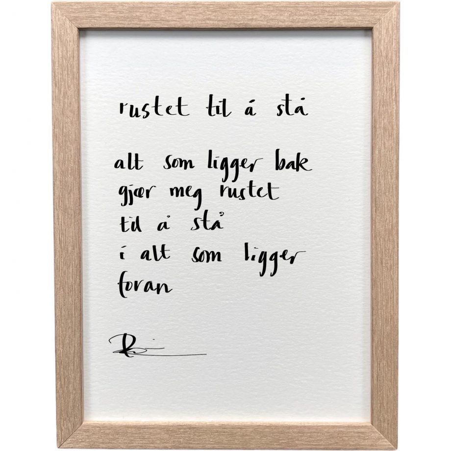 Eikeramme 20 x 26 cm "rustet til å stå", dikt