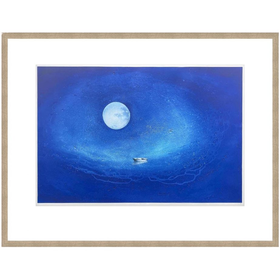 Eikeramme med kunstglass 167 x 122 cm "blå salme", trykk