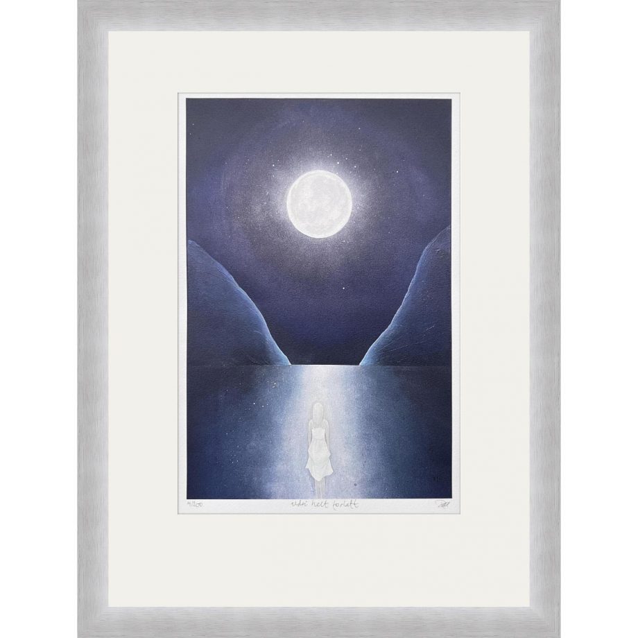 Sølvgrå ramme 39 x 53 cm "aldri helt forlatt", trykk