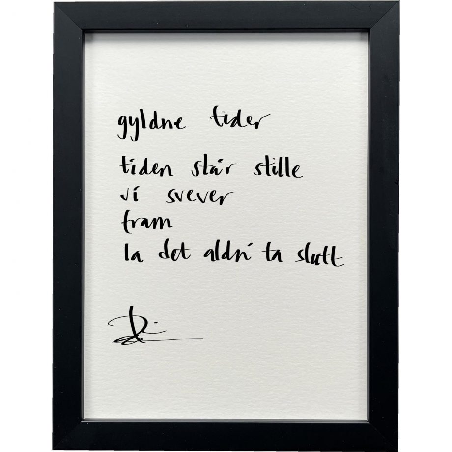 Sort ramme 20 x 26 cm "gyldne tider", dikt