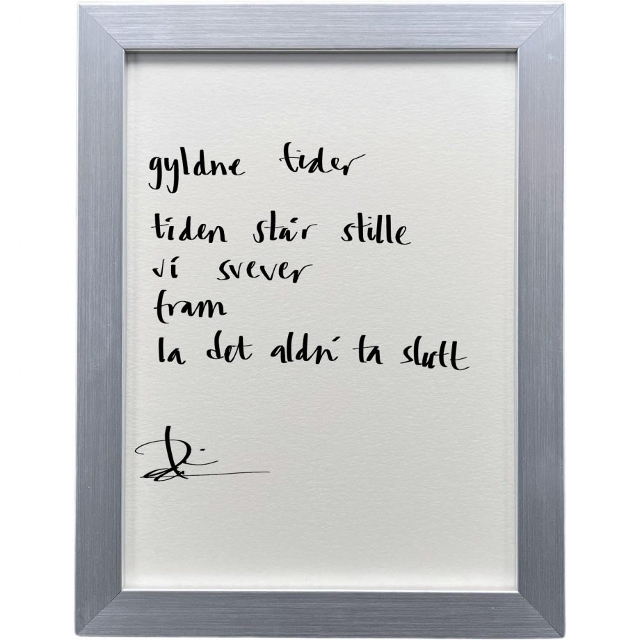 Sølvgrå ramme 20 x 26 cm "gyldne tider", dikt
