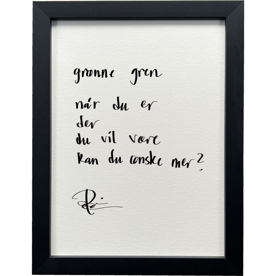 Sort ramme 20 x 26 cm "grønne gren", dikt