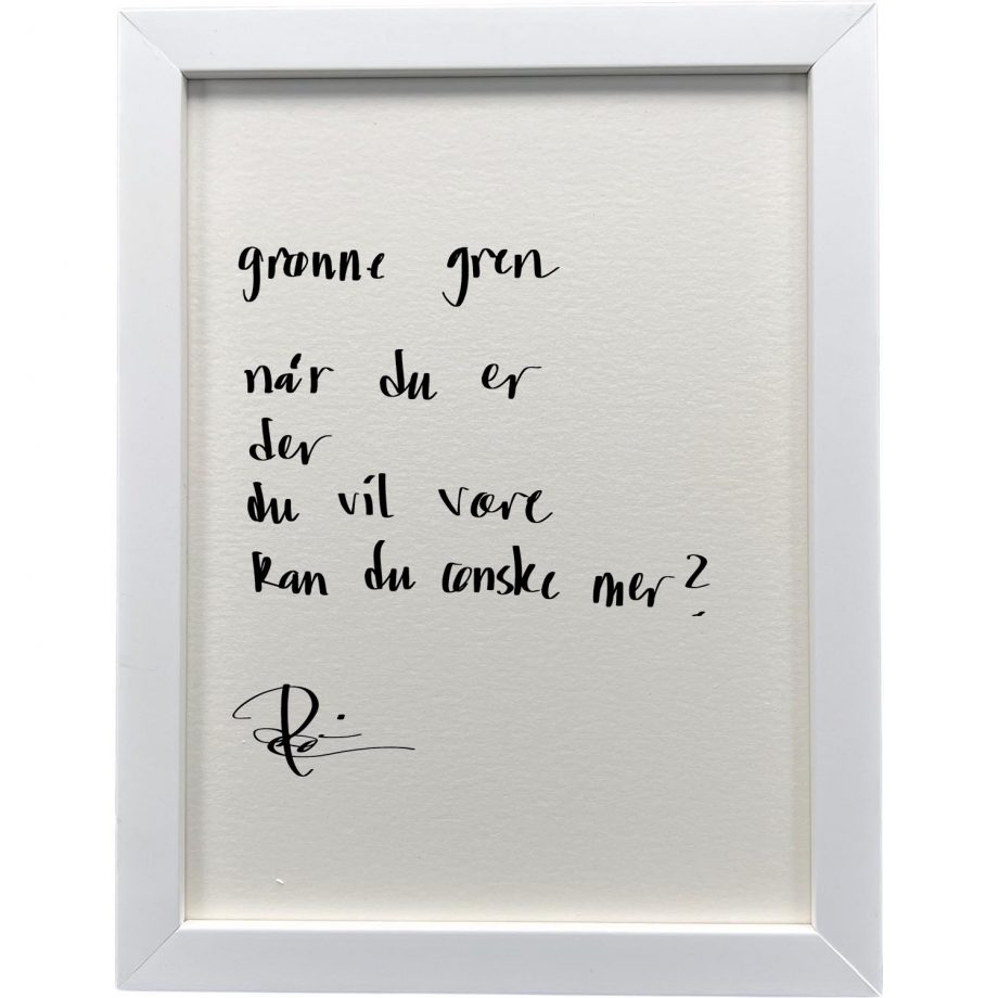 Hvit ramme 20 x 26 cm "grønne gren", dikt