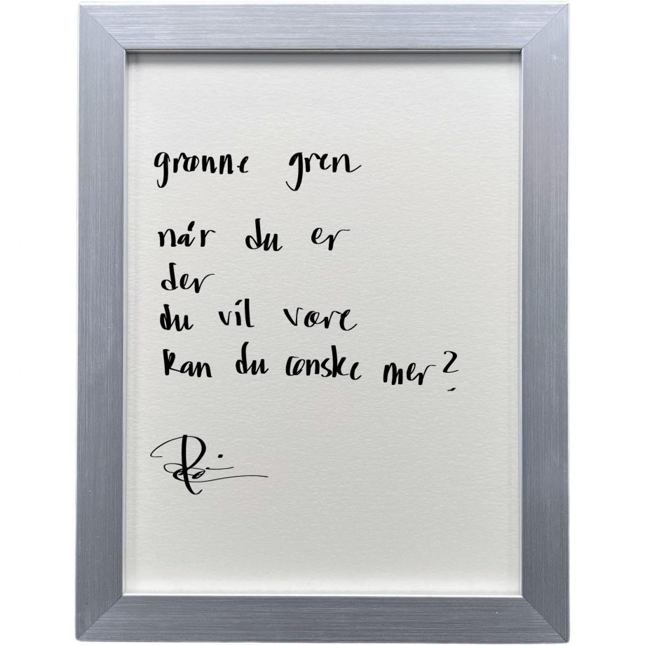 Sølvgrå ramme 20 x 26 cm "grønne gren", dikt