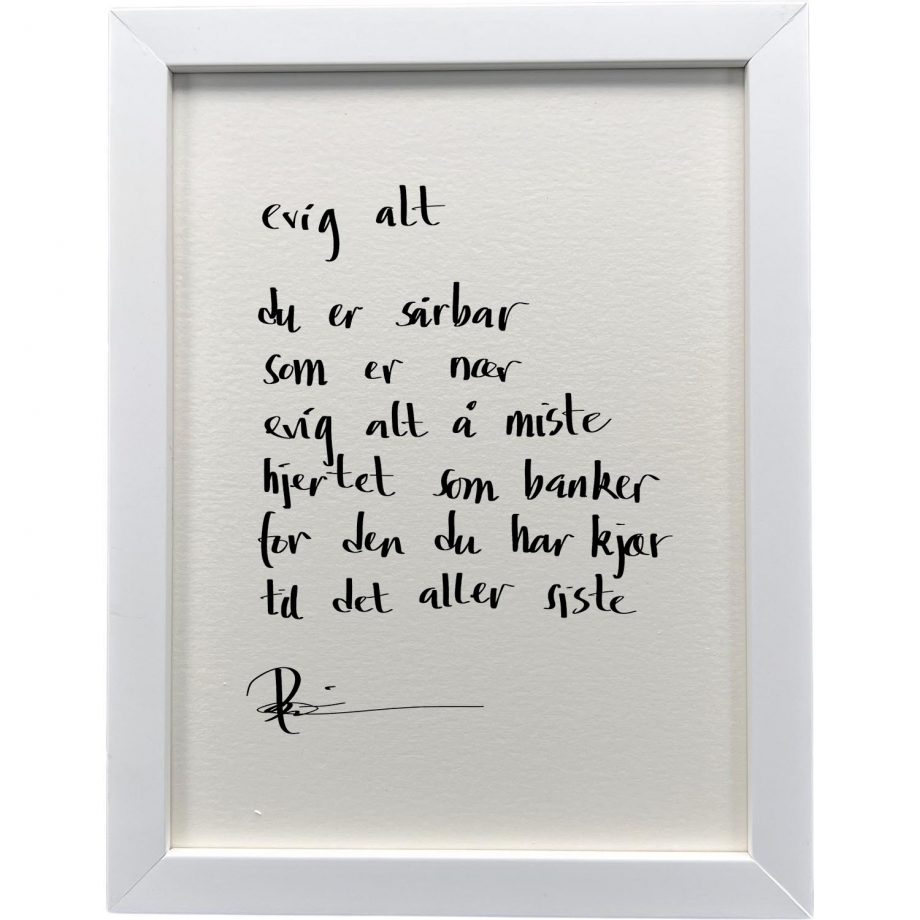 Hvit ramme 20 x 26 cm "evig alt", dikt