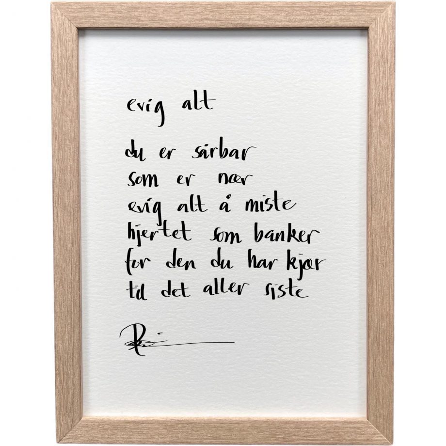 Eikeramme 20 x 26 cm "evig alt", dikt