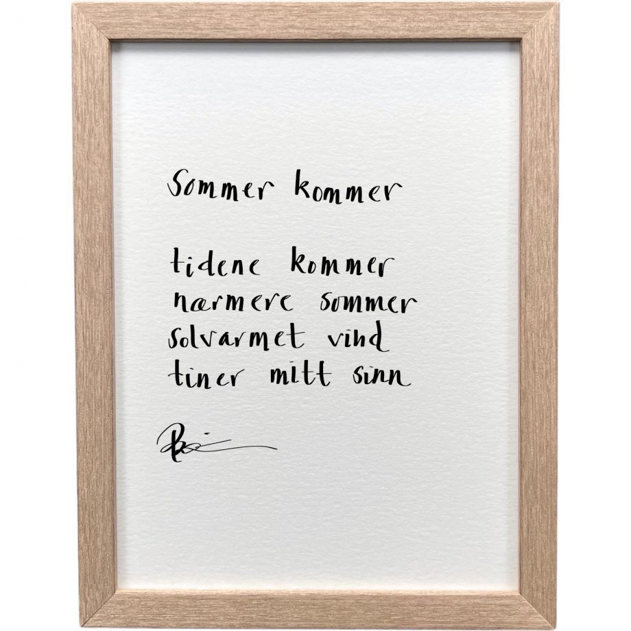 Eikeramme 20 x 26 cm "sommer kommer", dikt