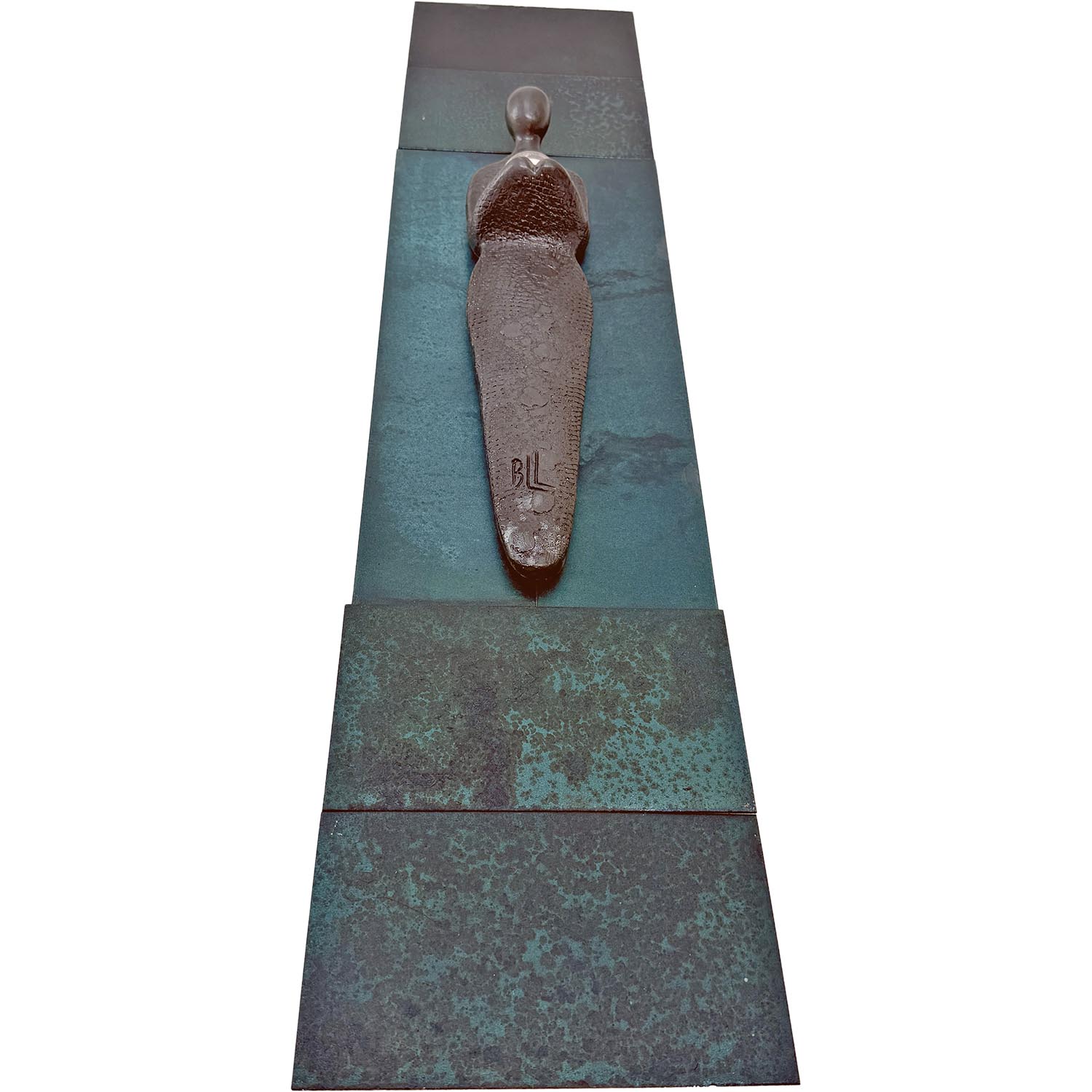 Lysdame på collage av metall