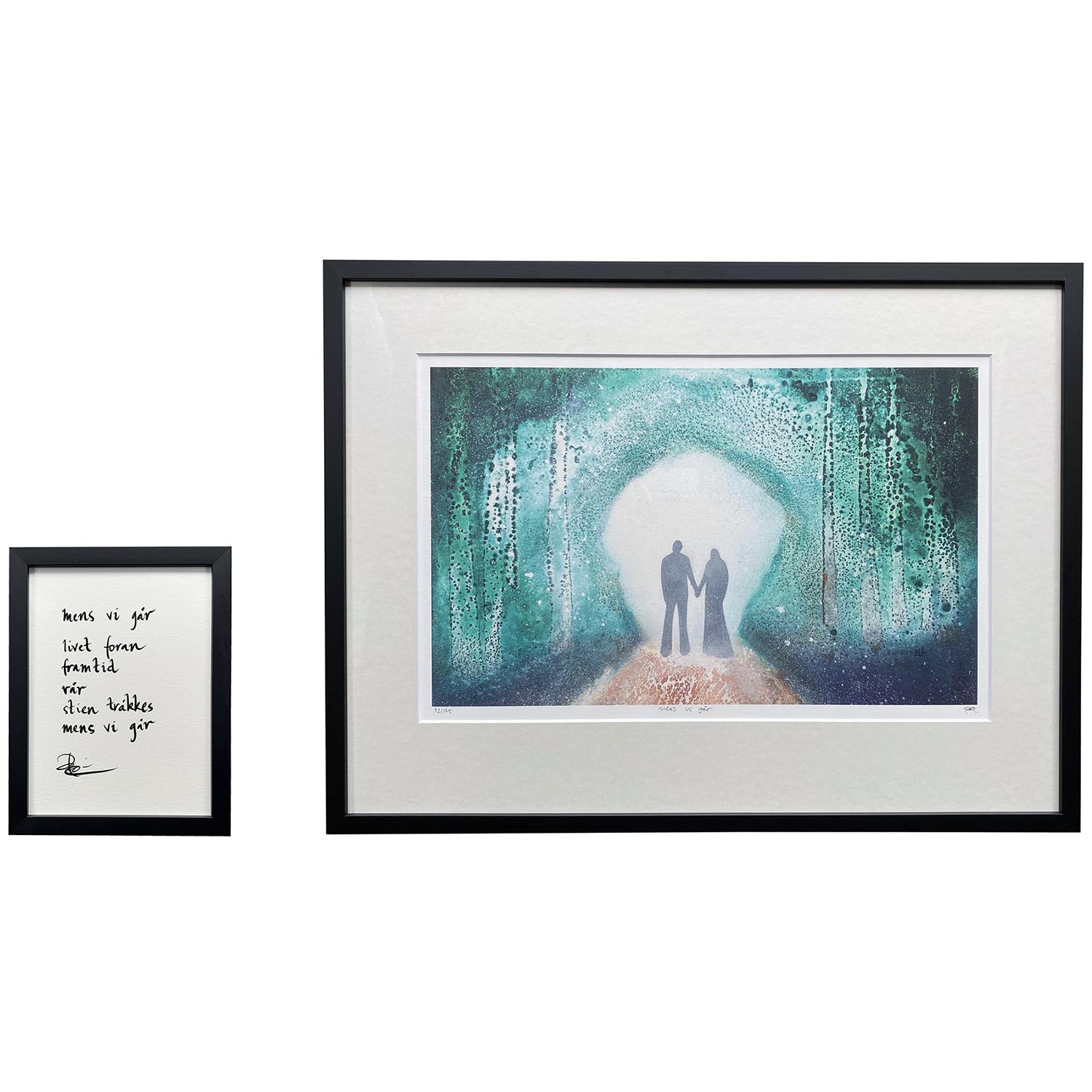 "mens vi går", trykk