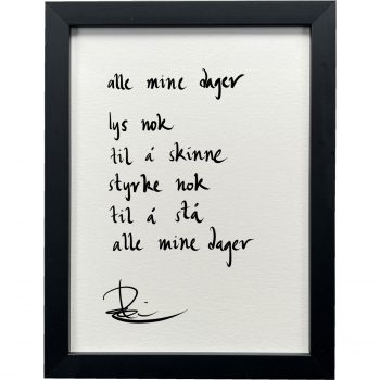 Sort ramme 20 x 26 cm "alle mine dager", dikt