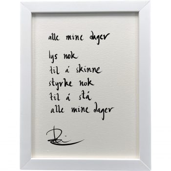 Hvit ramme 20 x 26 cm "alle mine dager", dikt
