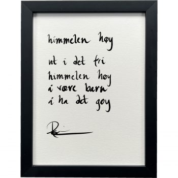 Sort ramme 20 x 26 cm "himmelen høy", dikt