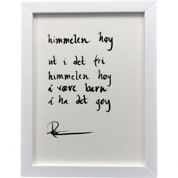 Hvit ramme 20 x 26 cm "himmelen høy", dikt