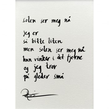 "solen ser meg nå", dikt